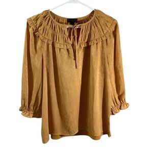 Current Air Anthropology Tie Front Blouse Mustard